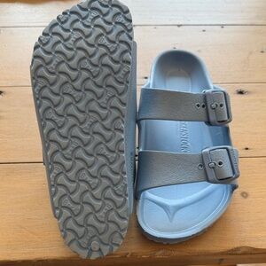 Birkenstock Kids Two-Strap Light Blue EVA Slide Sandals